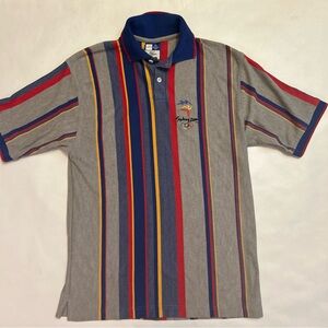 Sydney 2000 Olympics Mens Polo Activewear Jersey Gray Striped Size L Vintage
